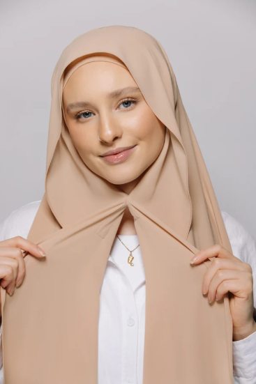 Ivory Sand — Instant Chiffon Hijab with Built-in Magnets