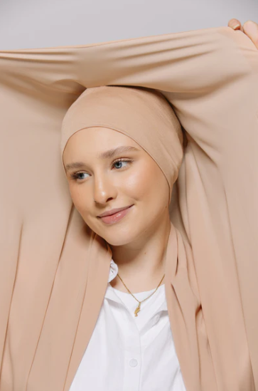 Ivory Sand — Instant Chiffon Hijab with Built-in Magnets
