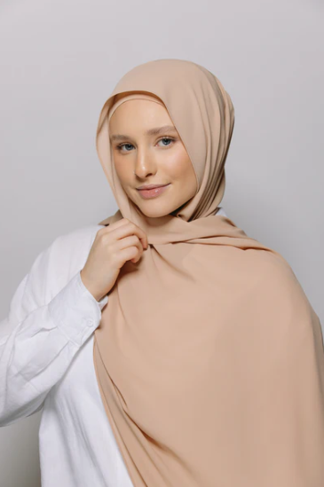 Ivory Sand — Instant Chiffon Hijab with Built-in Magnets